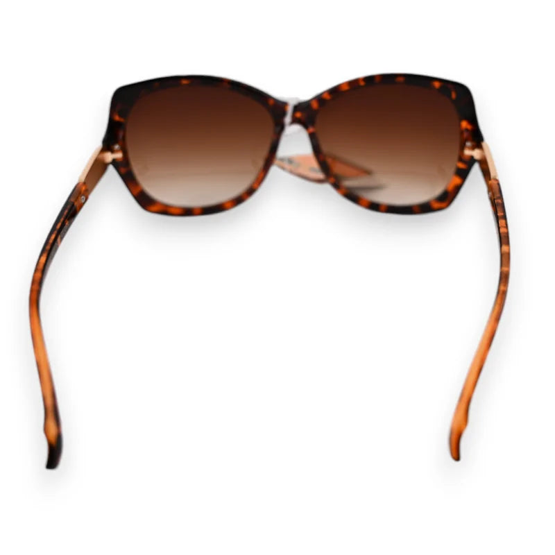 Lunettes de soleil femme style léopard marron avec branches ornées de bijoux fantaisie