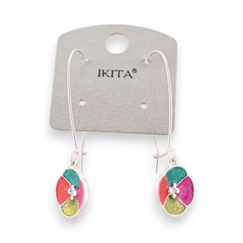Boucles d'oreilles fleur multicolore de chez Ikita