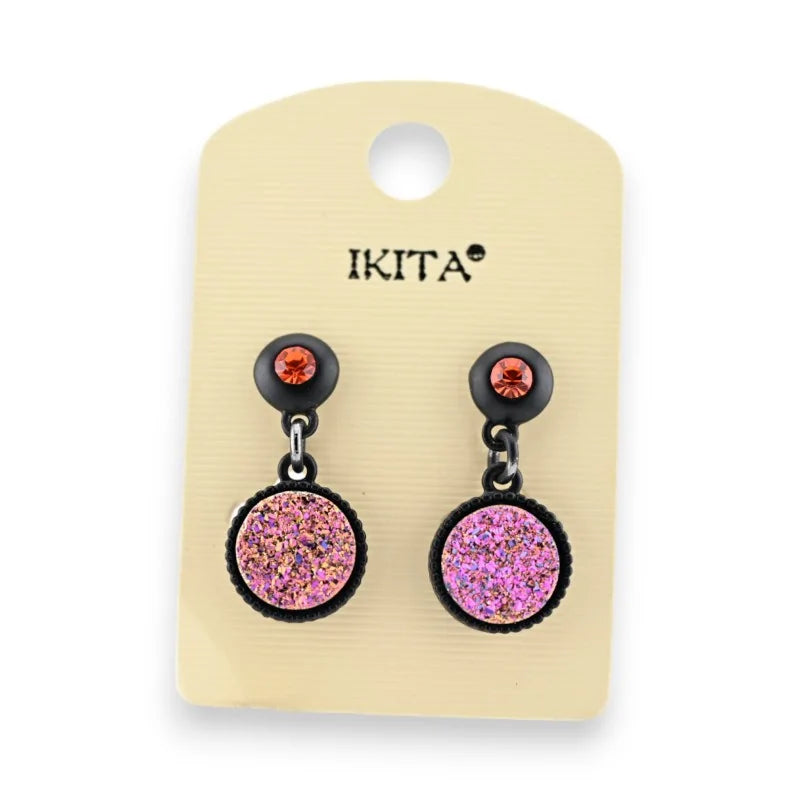 Boucles d'oreilles effet crépis rose orange de chez Ikita