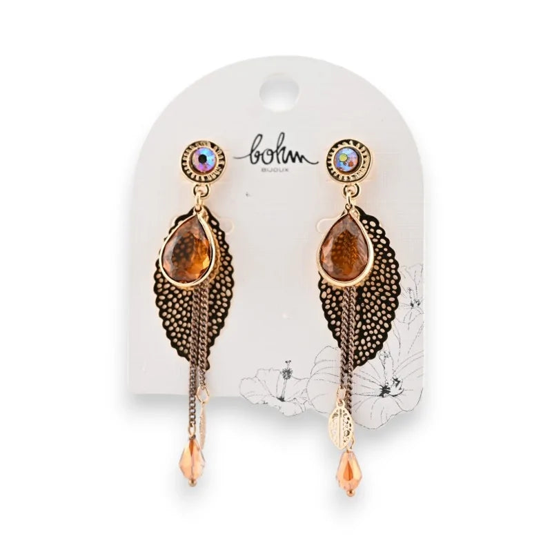 Boucles d'oreilles de chez Bohm métal doré marron