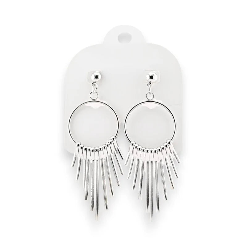 Boucles d'oreilles pendantes en métal argenté