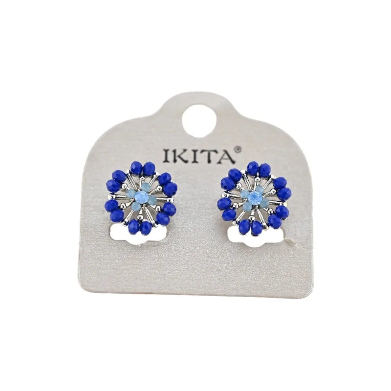 Boucles d'oreilles rondes bleues roi de chez Ikita