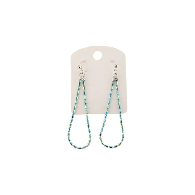 Boucles d'oreilles pendantes perles fines bleues