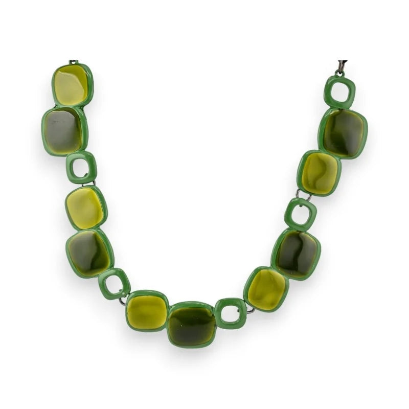 Collier Fantaisie Carré nuances Kaki de chez Ikita