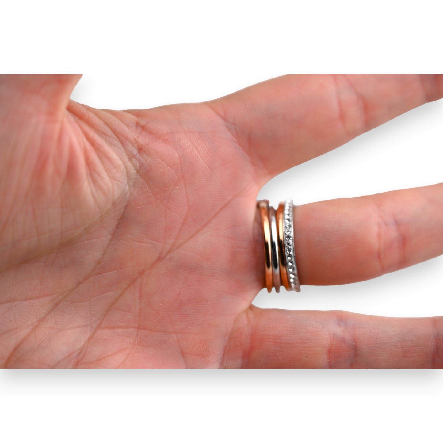 Bague acier 2 tons cœur