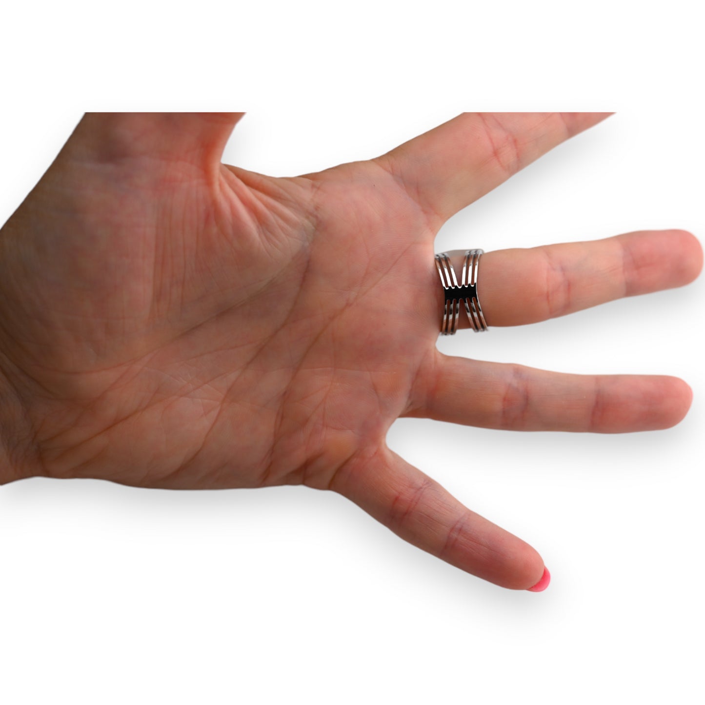 Bague acier cœur étincelant