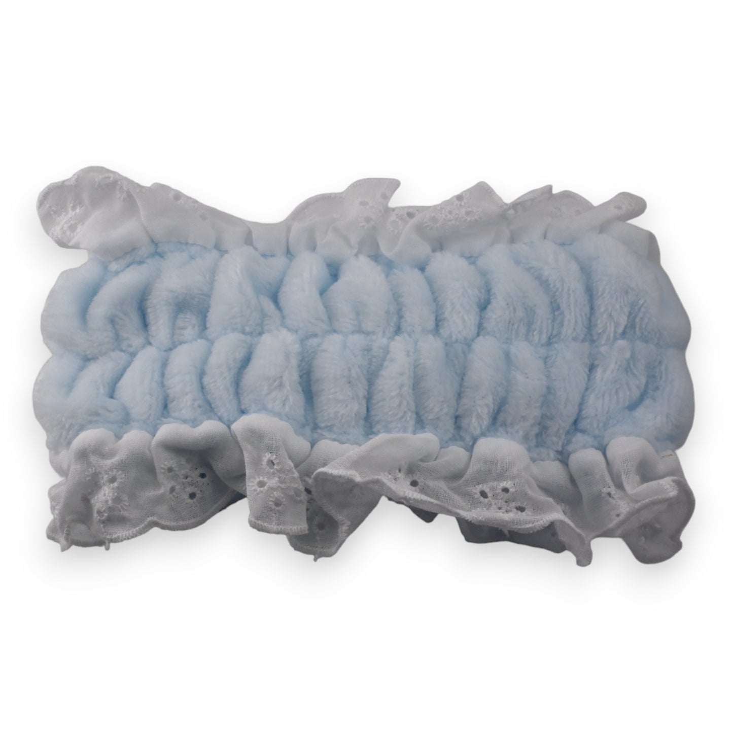 Bandeau à maquillage femme bleu ciel broderie anglaise