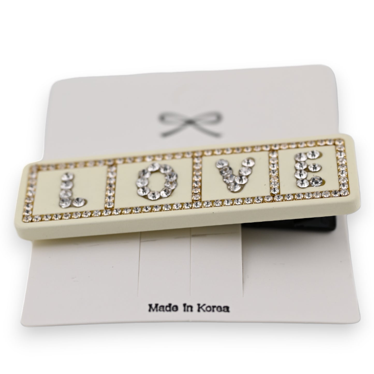 Barrette LOVE écru et strass