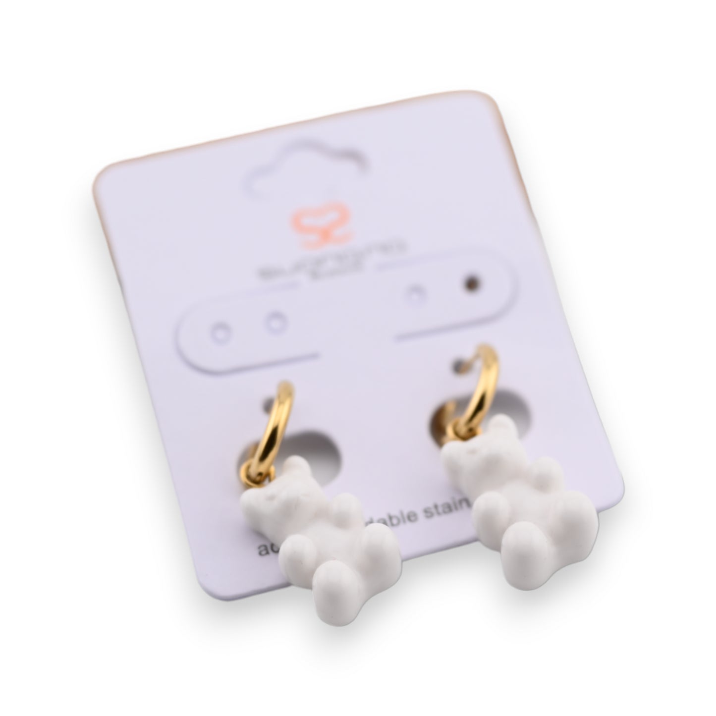 Boucle d'oreille acier nounours bonbon banc