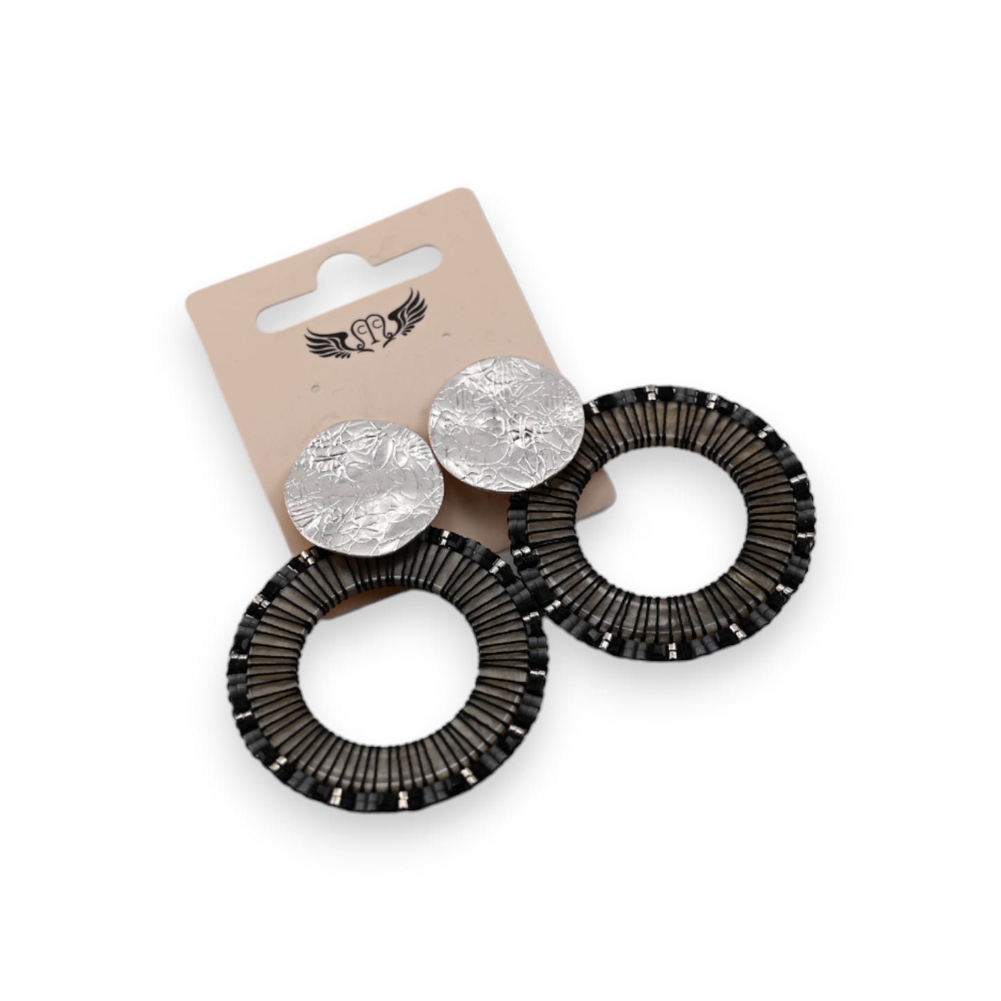 Boucle d'oreille fantaisie argentée et nacre