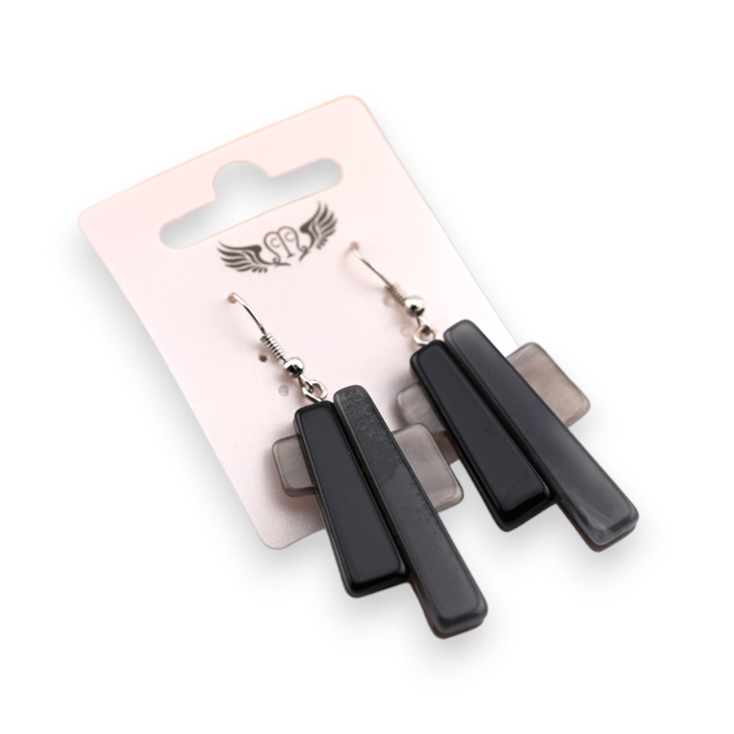 Boucle d'oreille fantaisie forme géométrie noire