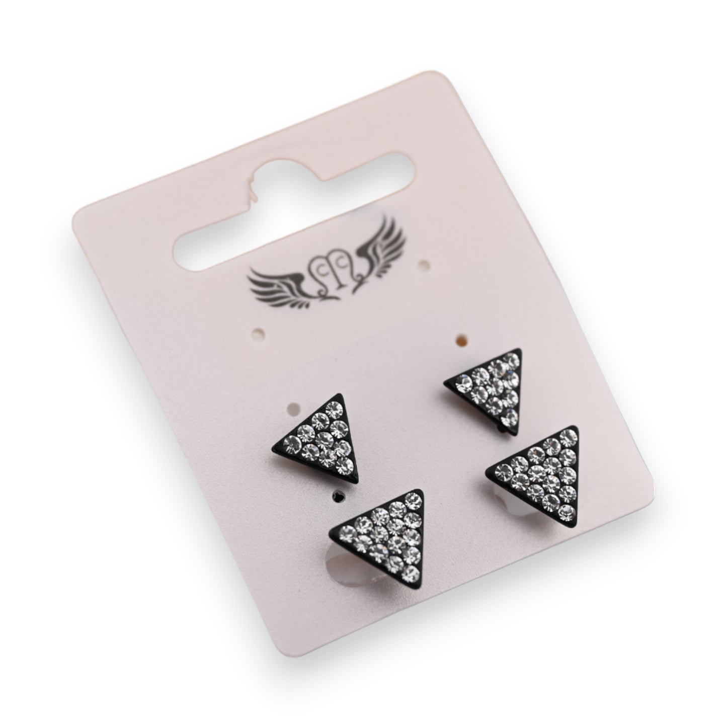 Boucle d'oreille fantaisie noire et strass triangle