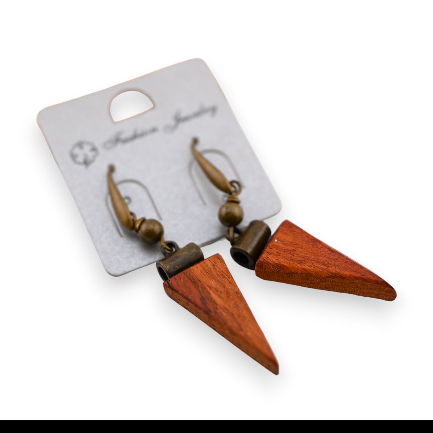 Boucle d'oreille fantaisie pic en bois