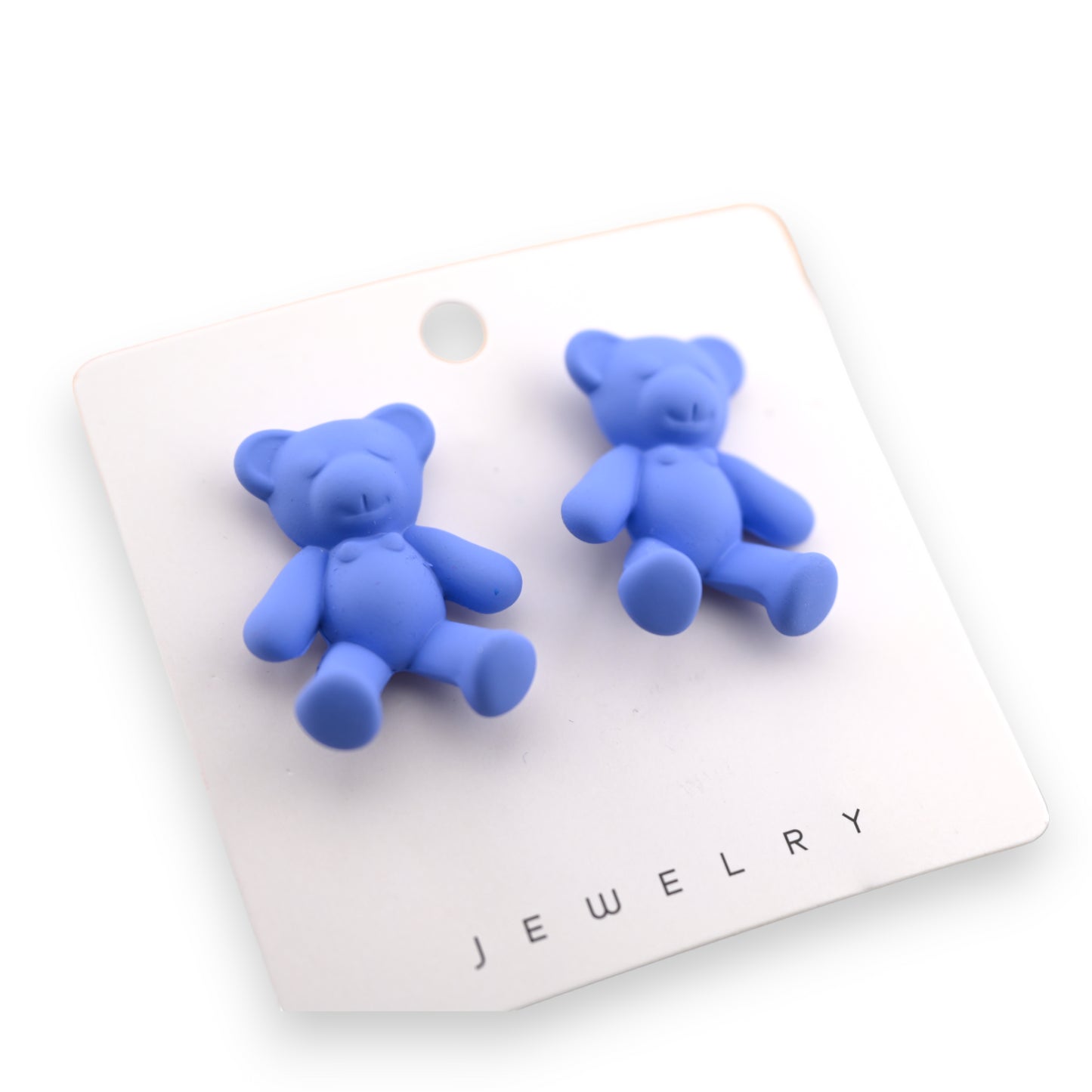 Boucle d'oreille nounours bleu ciel