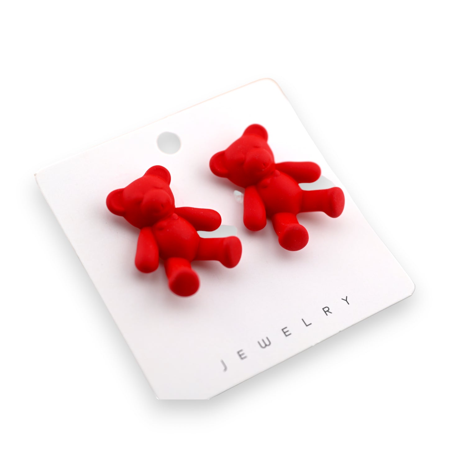 Boucle d'oreille nounours rouge