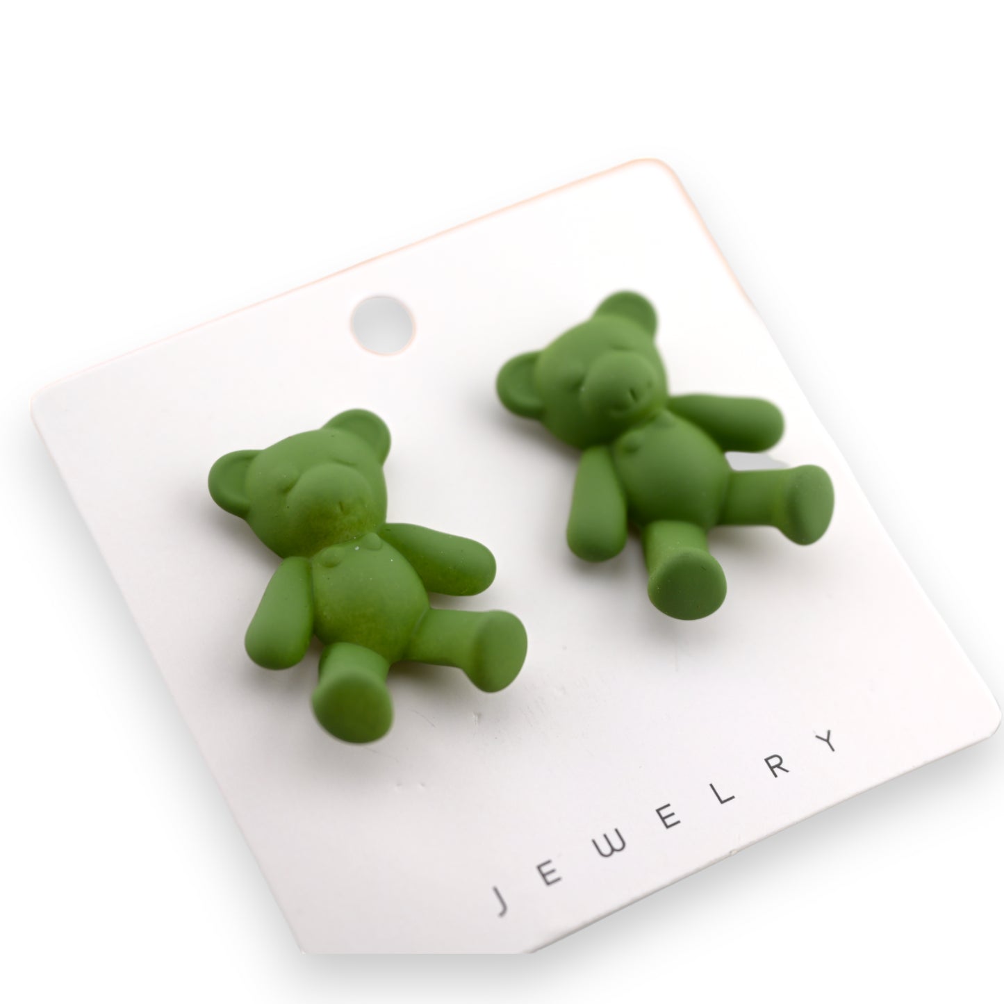 Boucle d'oreille nounours vert kaki