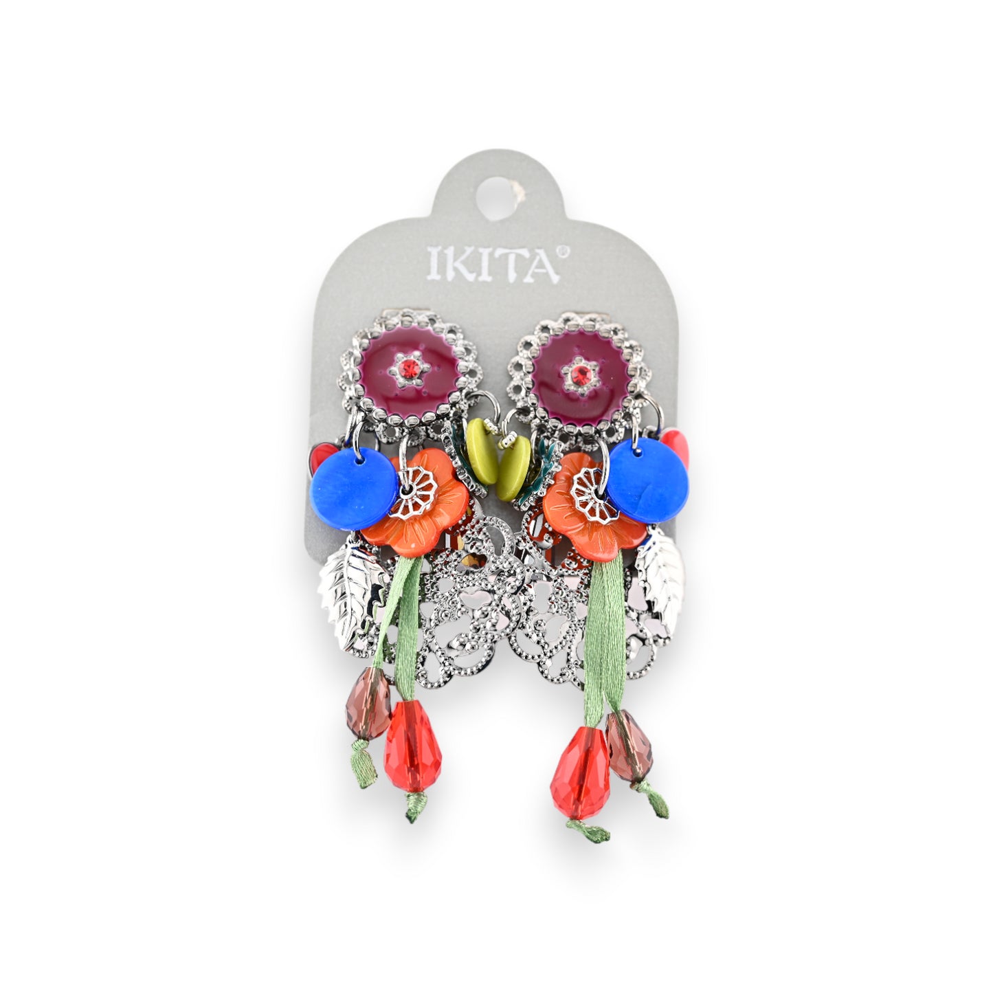 Boucles d'oreilles clip en métal multicolores 9cm Ikita