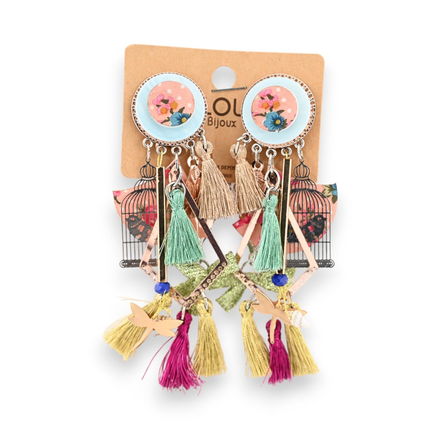 Boucles d'oreilles clip esprit shabby pastelles