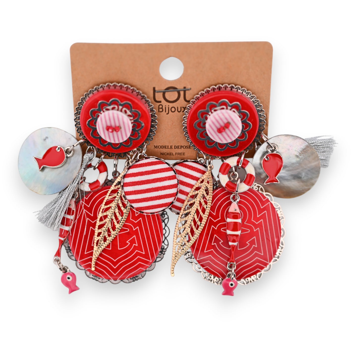 Boucles d'oreilles clip fantaisie poisson rouge