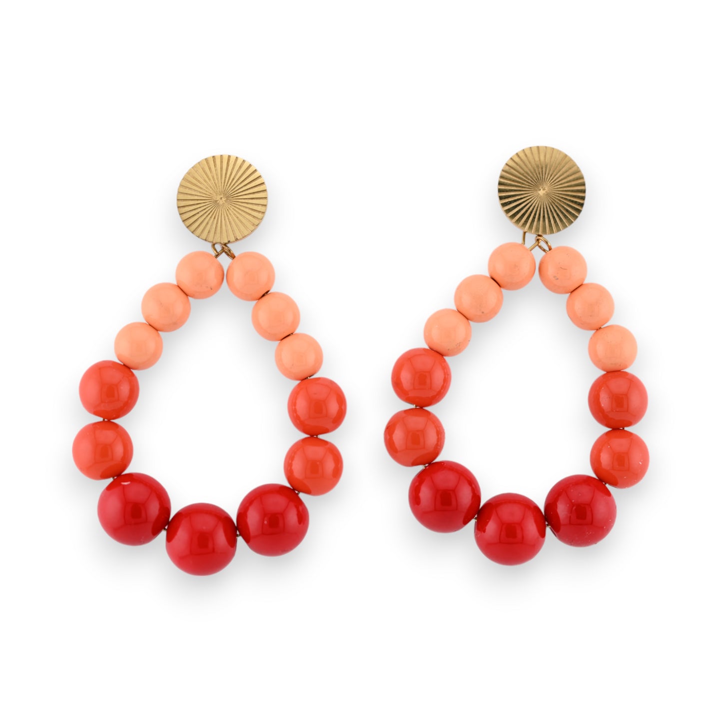 Boucles d'oreilles créoles perles nuances orange brillantes