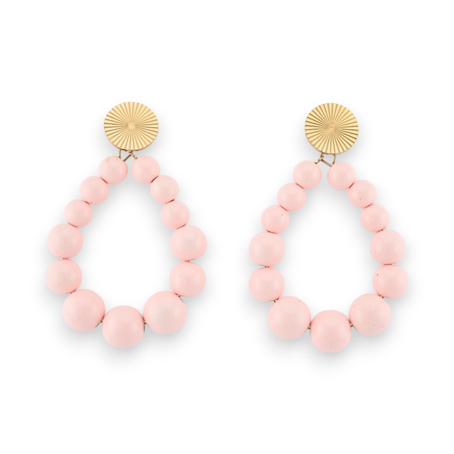 Boucles d'oreilles créoles perles rose tendre brillantes