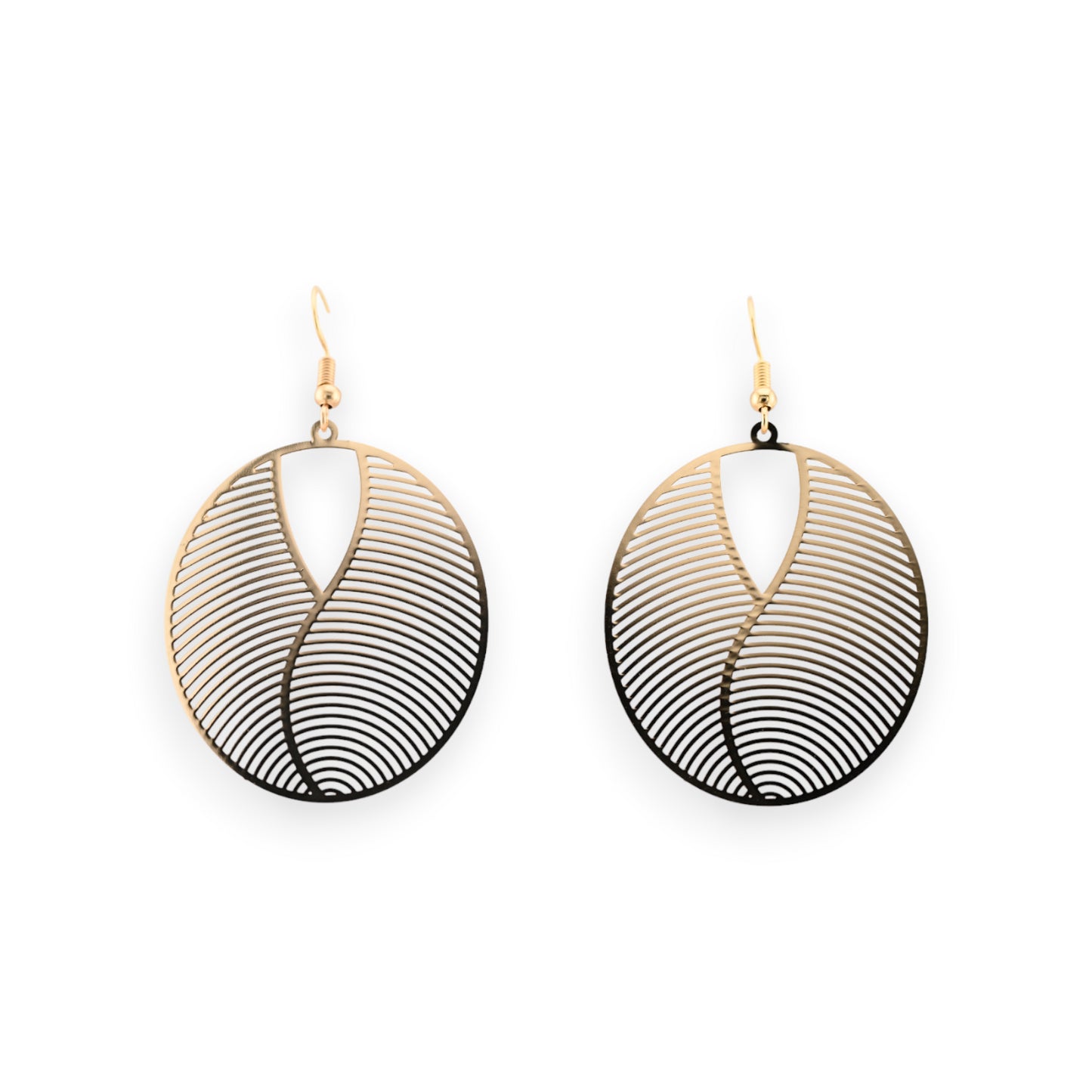 Boucles d'oreilles dorées effet miroir dentelle métal