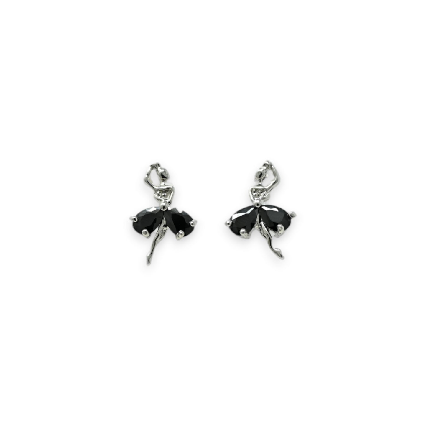 Boucles d'oreilles fantaisies petite danseuse pierres zircon noires