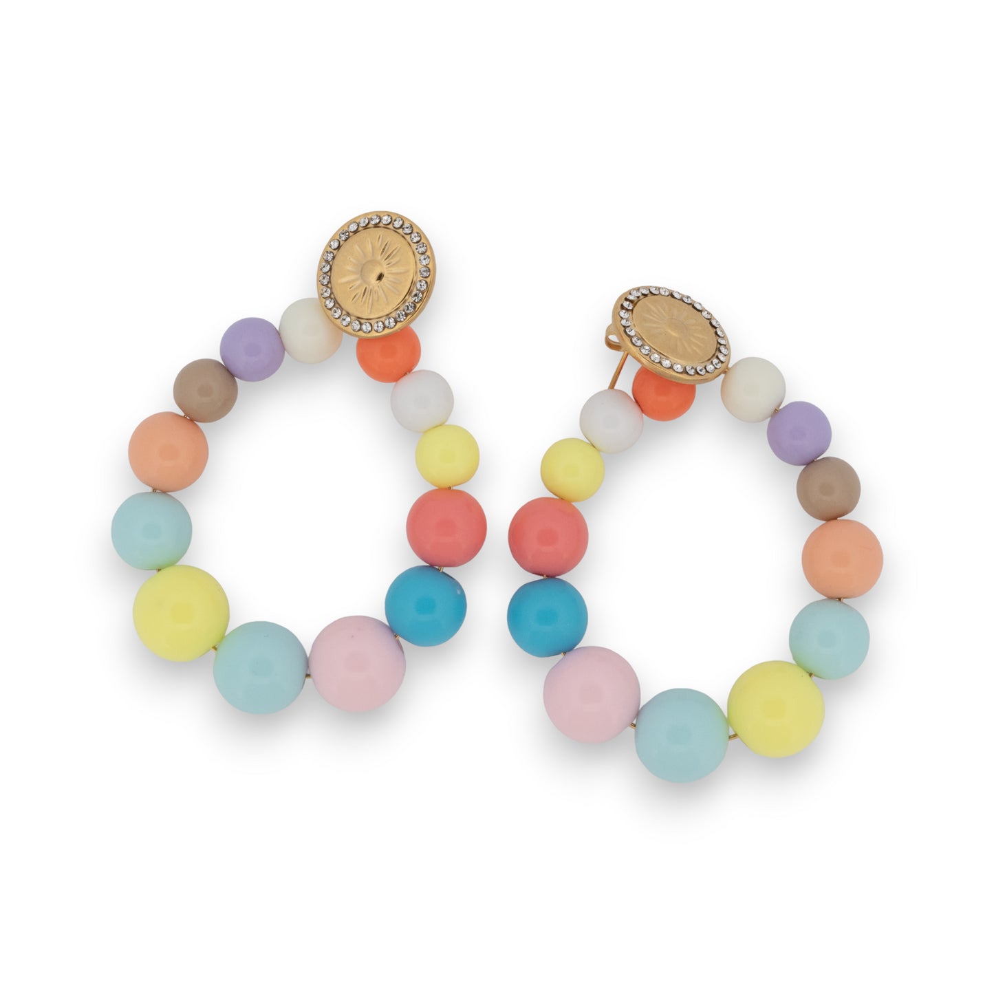Boucles d'oreilles perles pastel arc-en-ciel