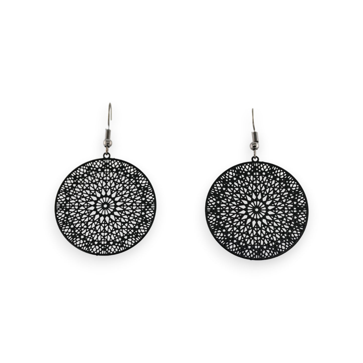 Boucles d'oreilles solaires en dentelle noire