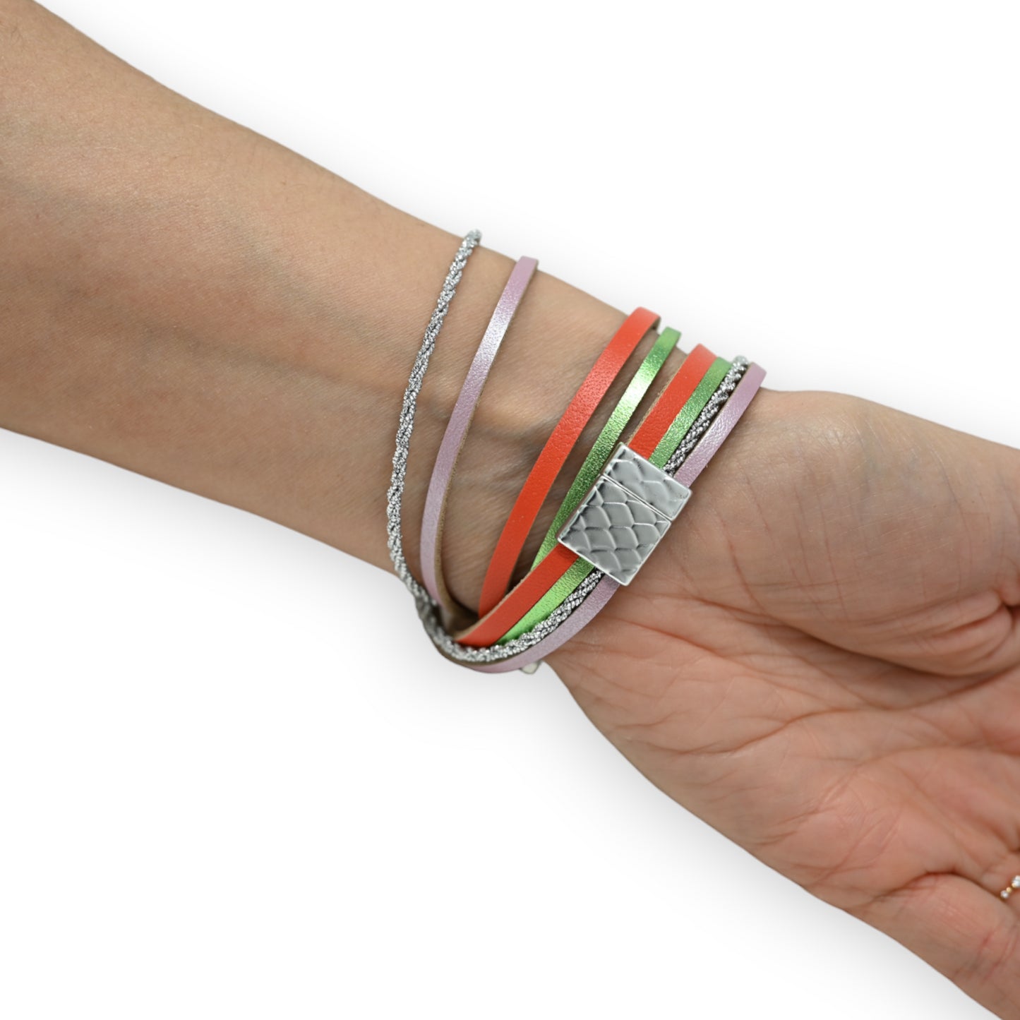 Bracelet double tours 3 couleurs étoile argentée