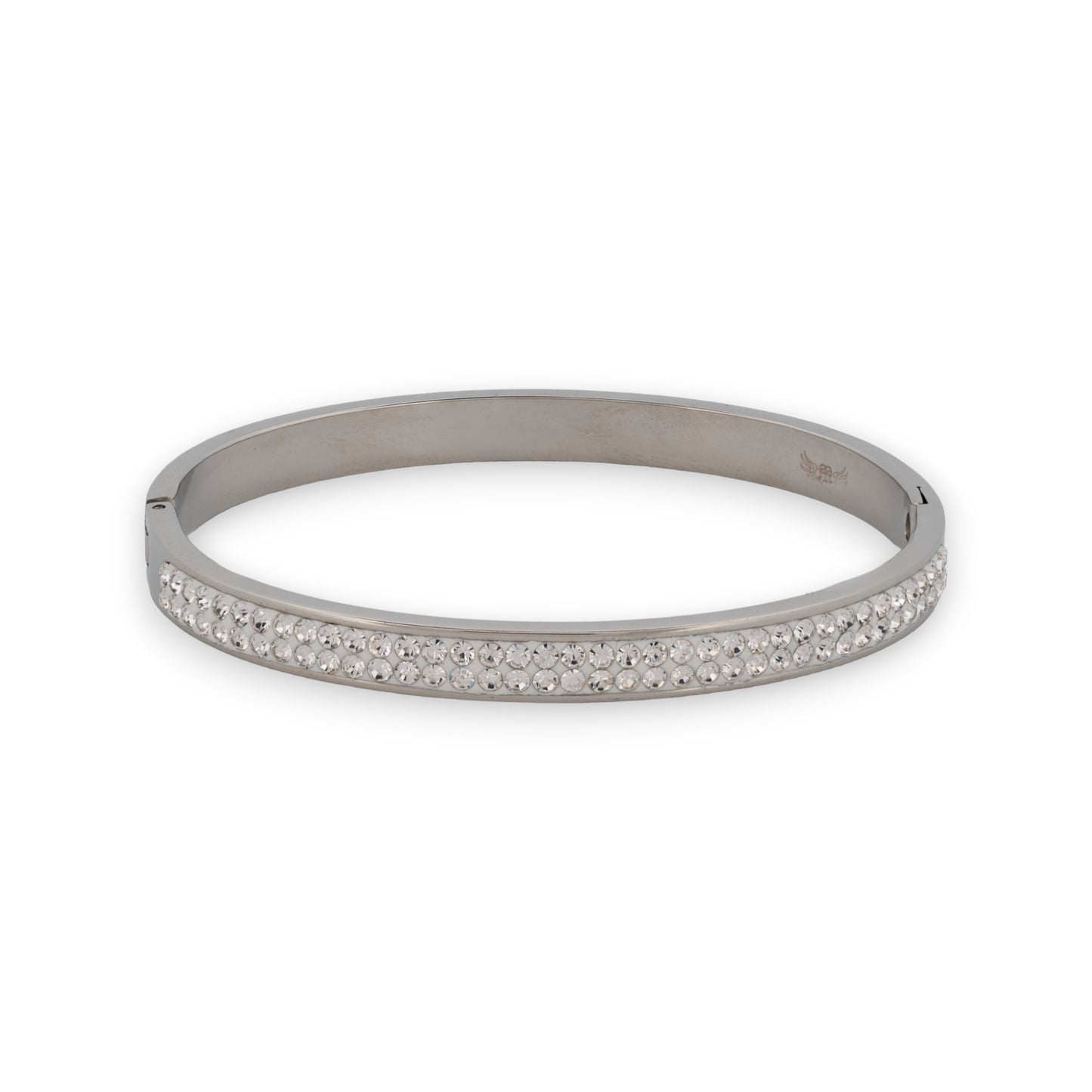 Bracelet jonc fin argenté bande de strass