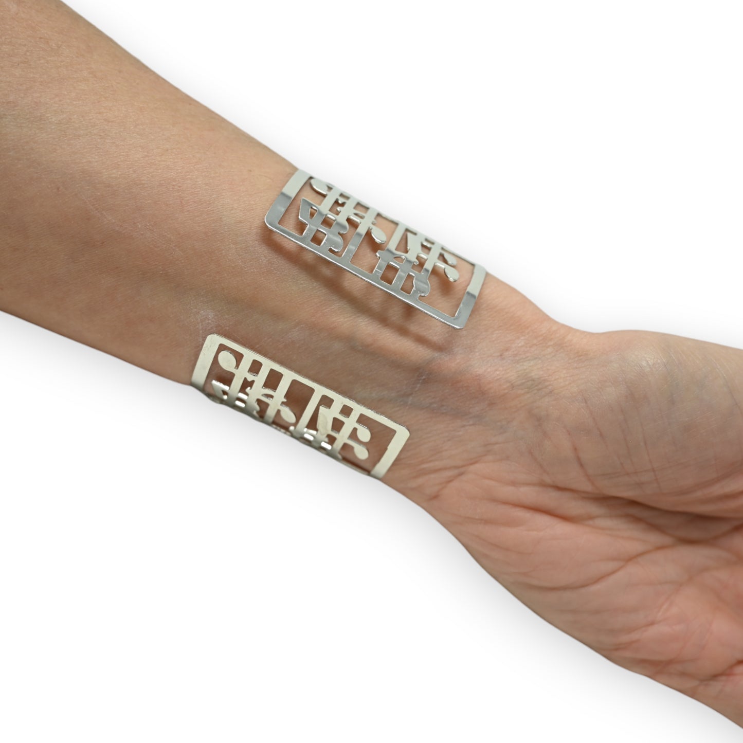 Bracelet manchette argenté notes de musique