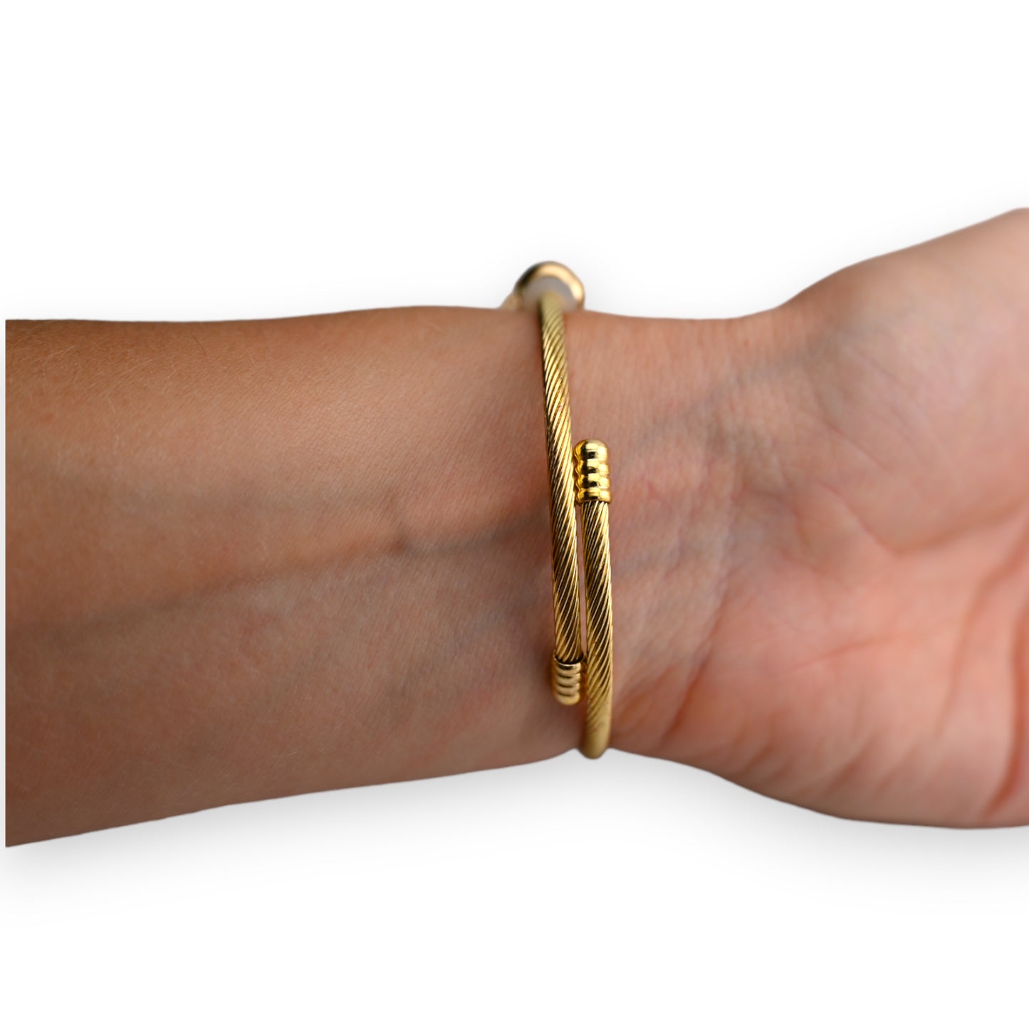 Bracelet rigide charms doré et blanc étoile strass