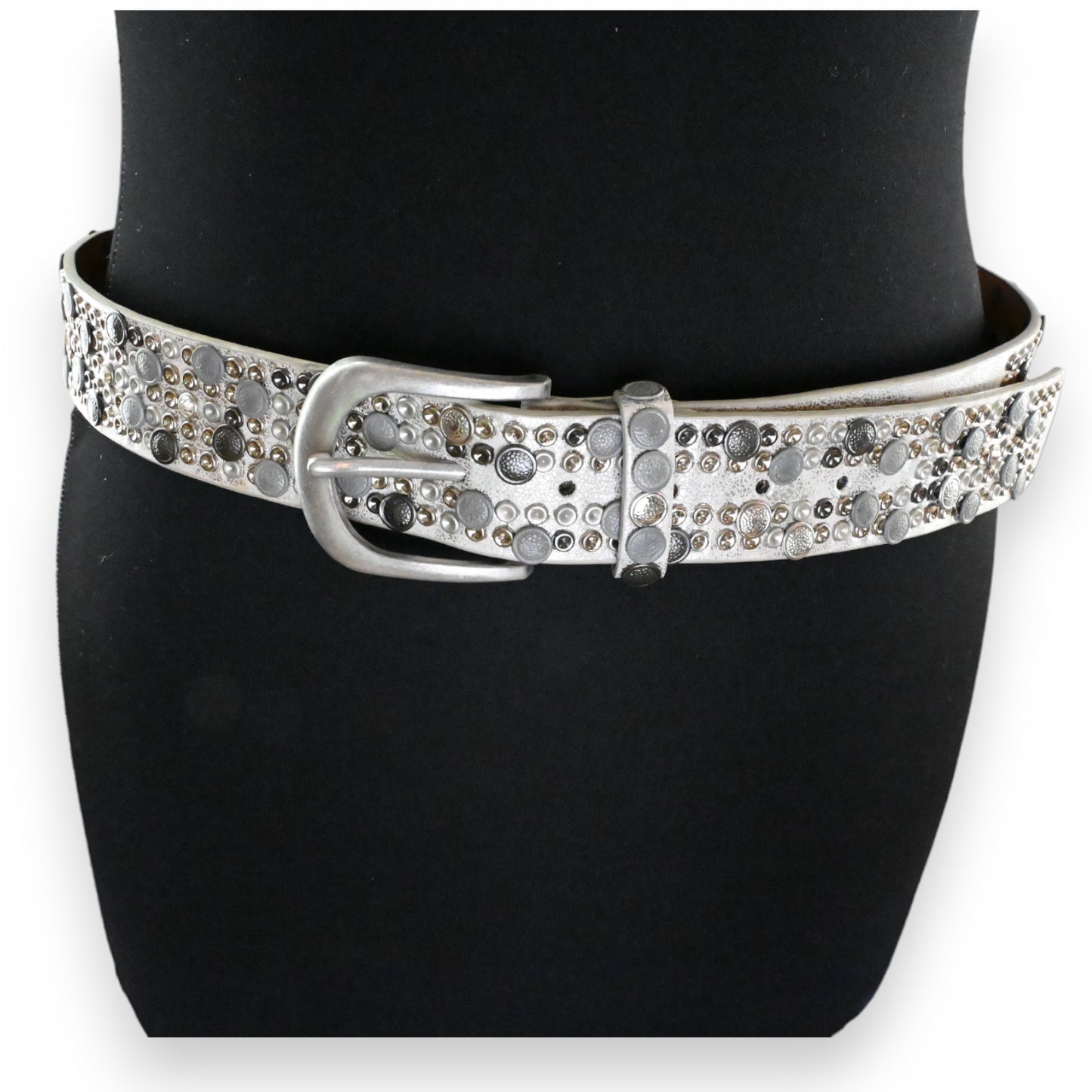 Ceinture cloutée femme argentée