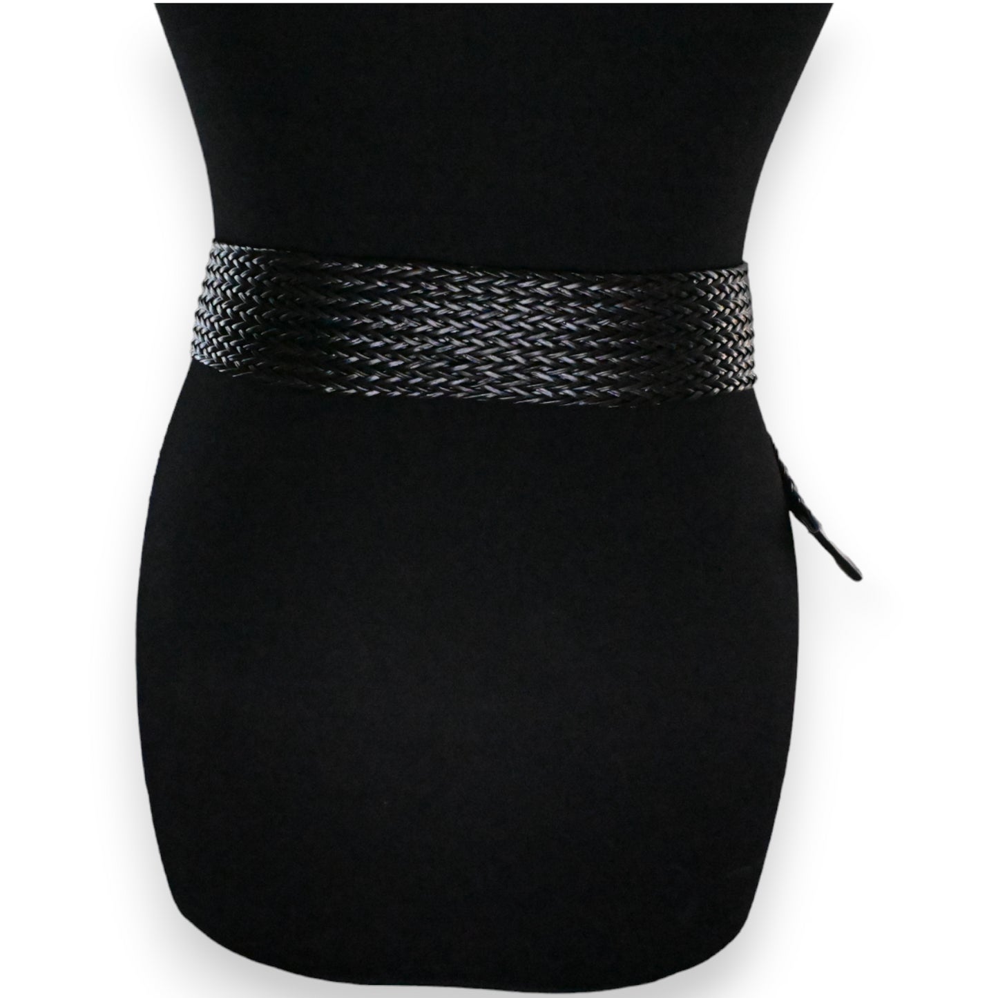 Ceinture fantaisie plastique tressée noire
