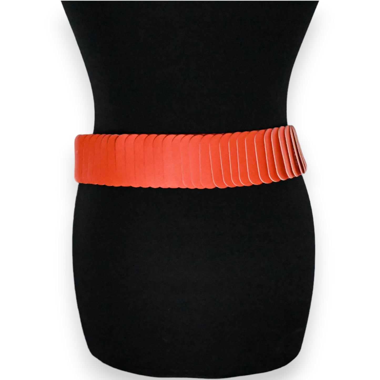 Ceinture synthétique élastique accordéon Orange vif