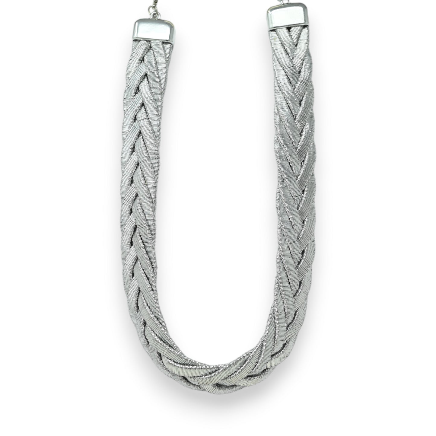 Collier fantaisie Cléopâtre tresse argenté