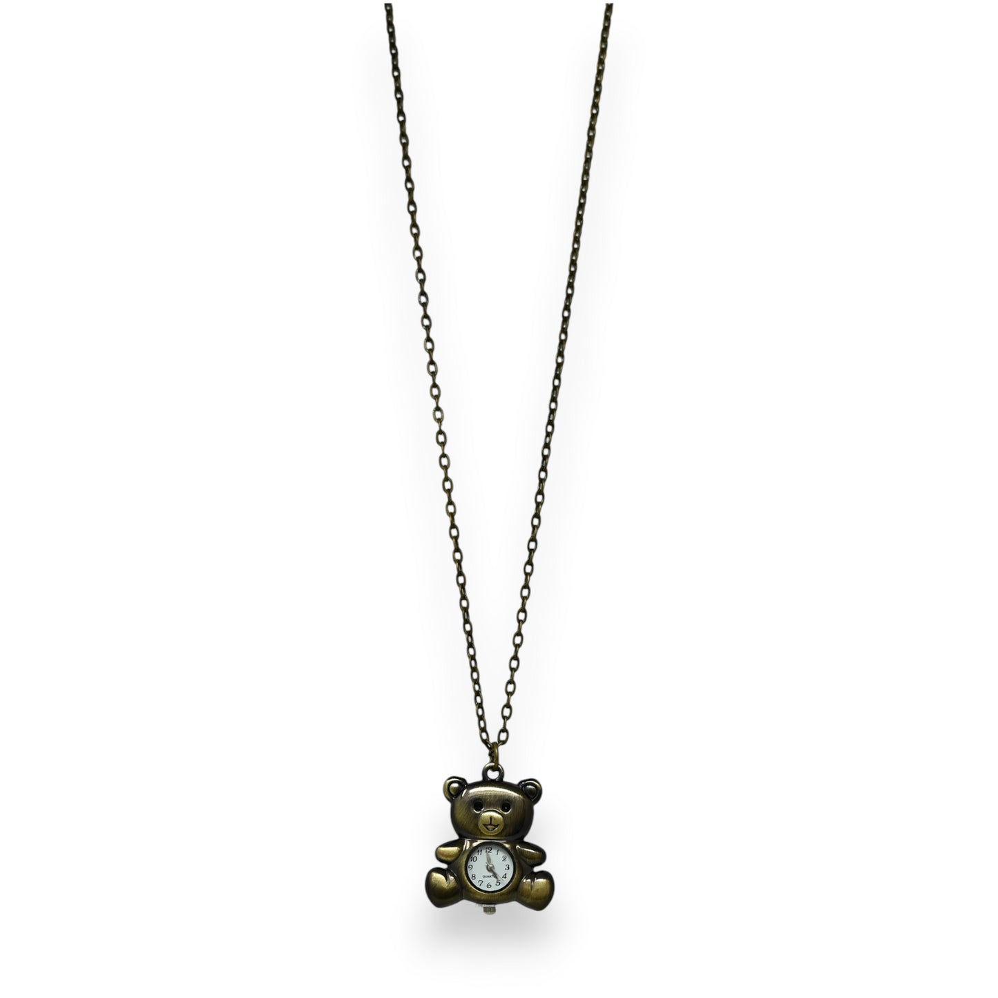 Collier fantaisie métal vieilli nounours montre