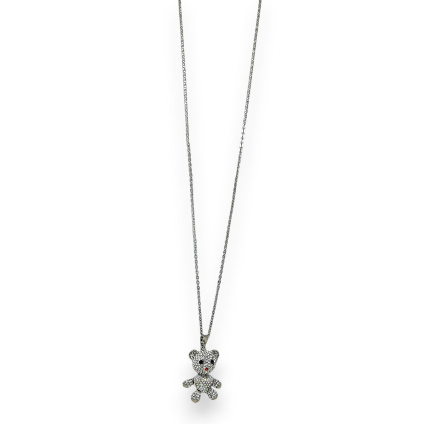 Collier fantaisie nounours strass blanc