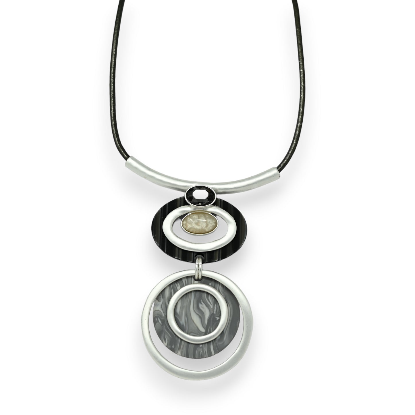 Collier géométrique double médaillon