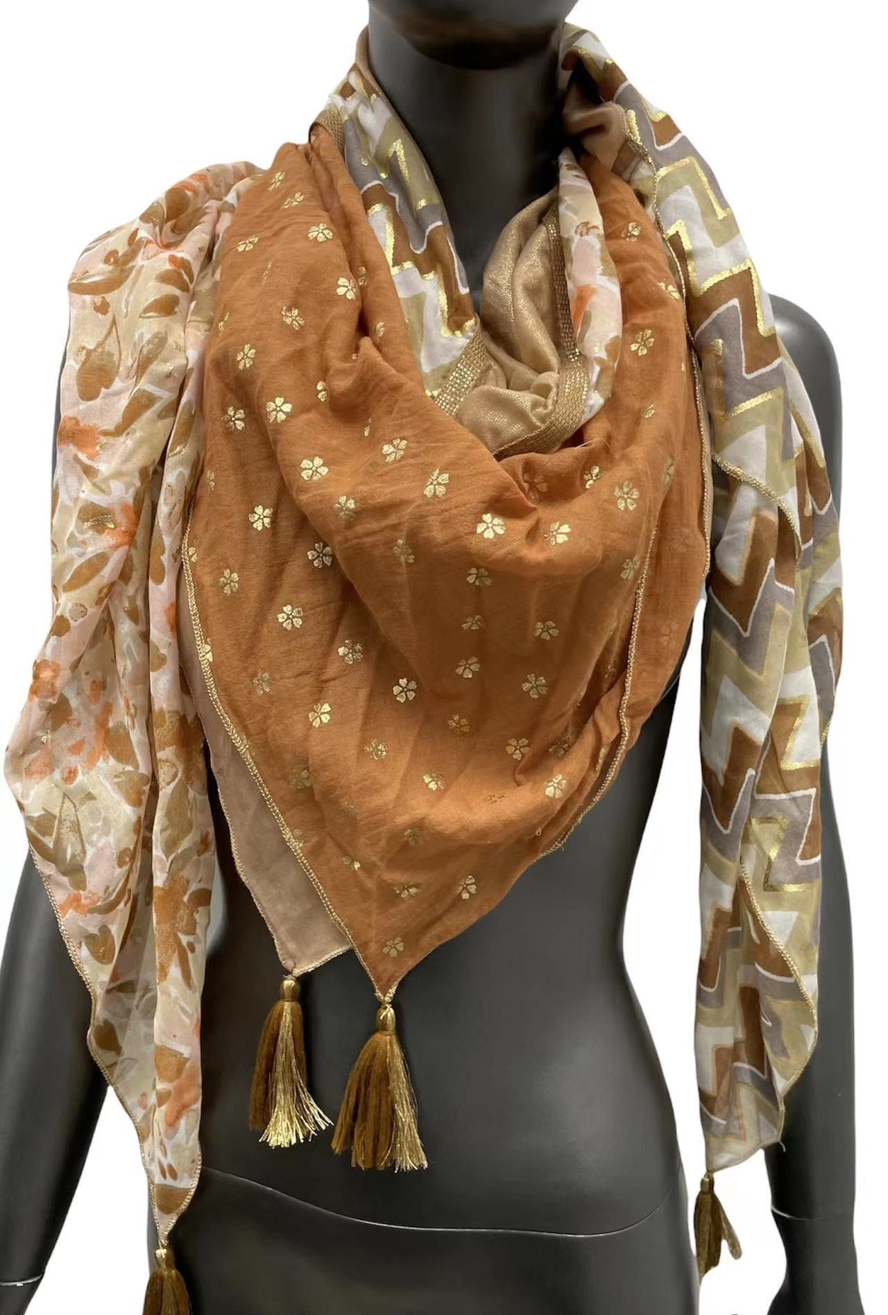 Foulard 4 faces dégradé de Camel