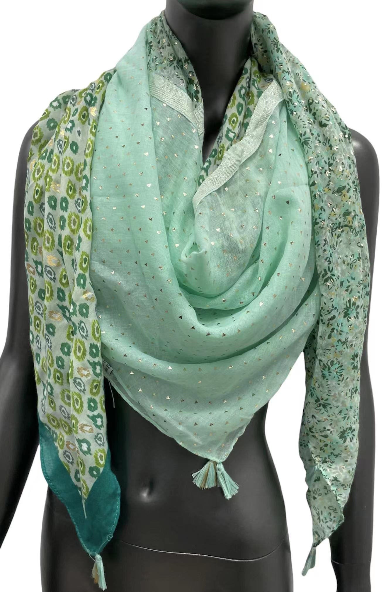 Foulard 4 faces nuance vert