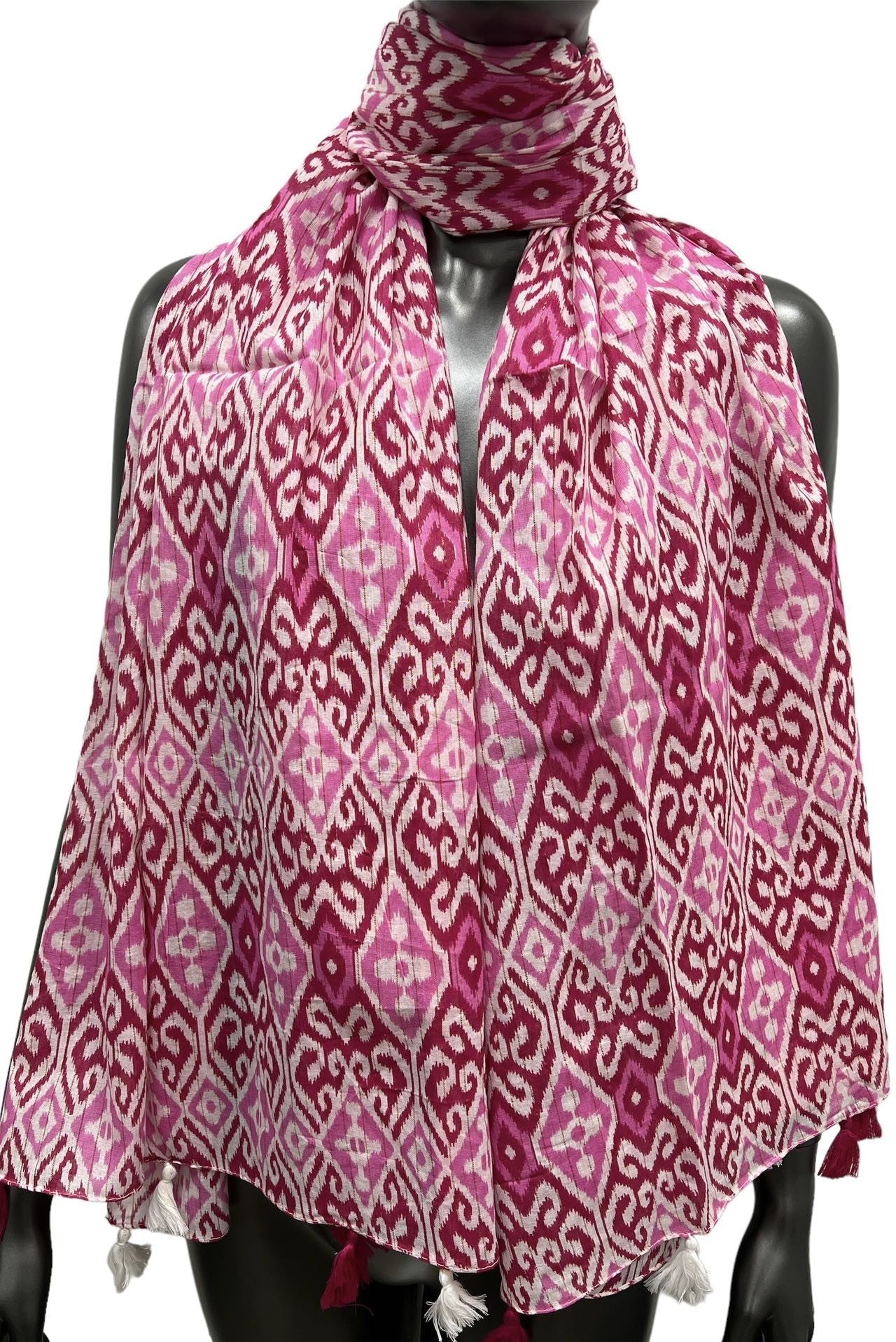 Foulard arabesque Rose et Bordeau