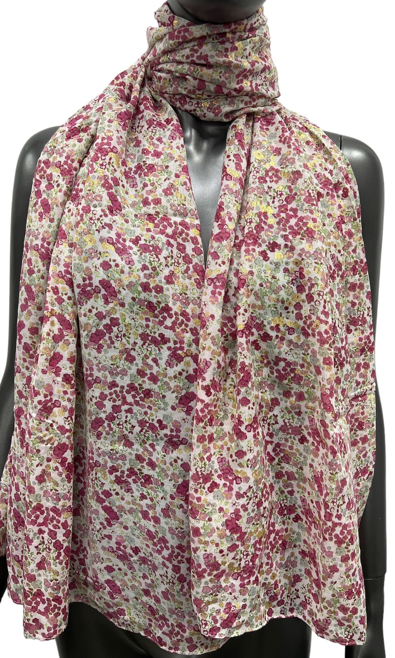Foulard liberty framboise orné de dorure
