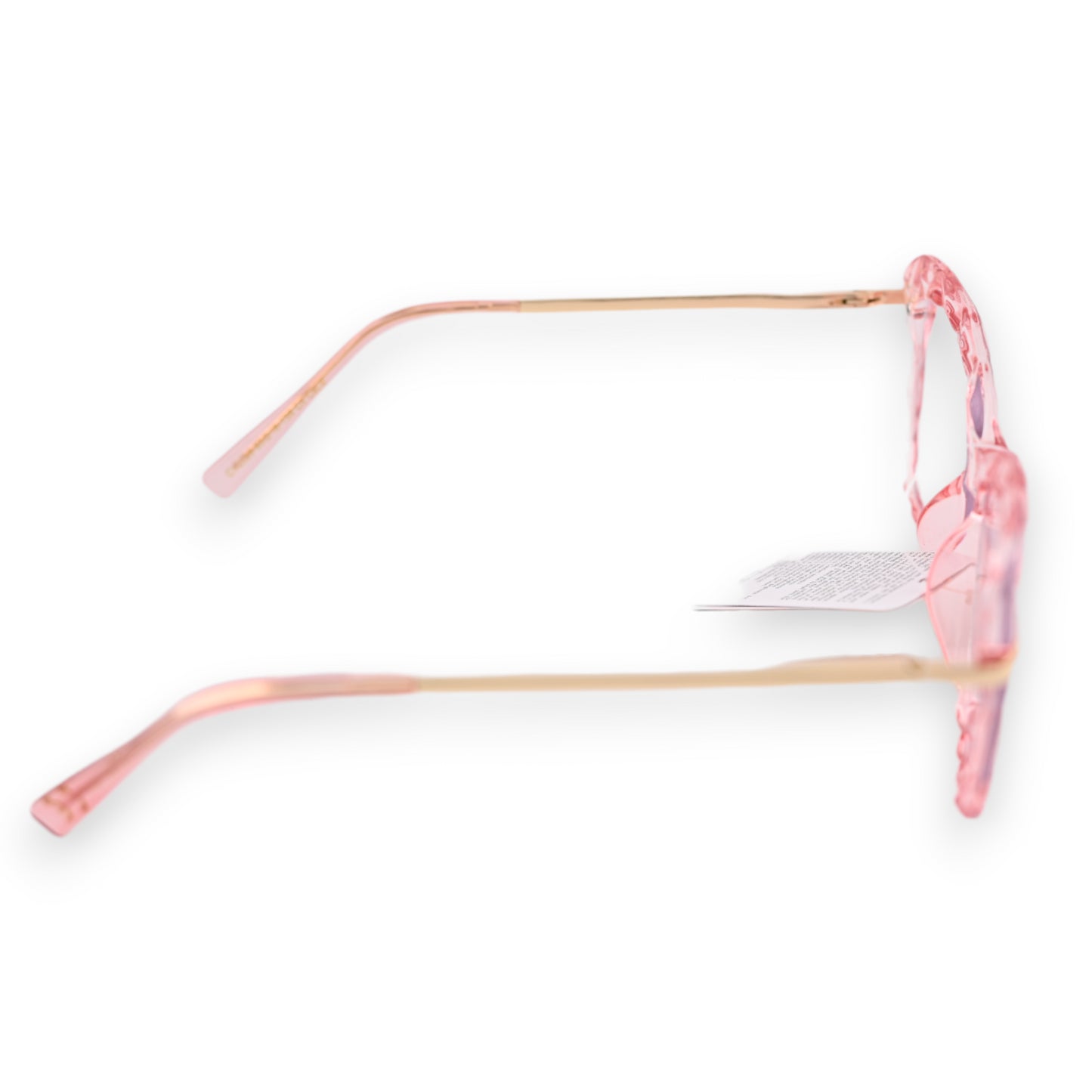 Lunettes fantaisie transparentes roses à branches dorées