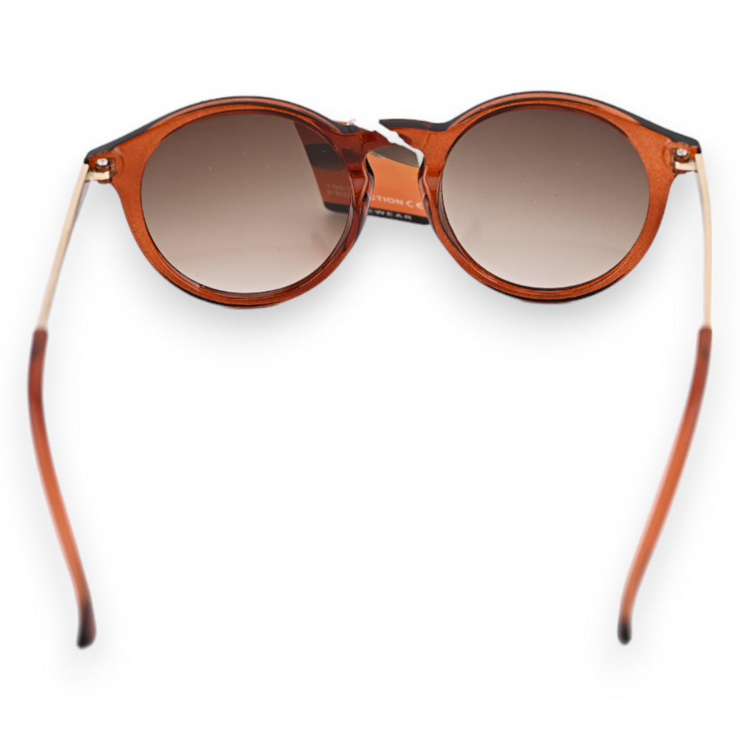 Lunettes ronde dorées plastique marron translucide