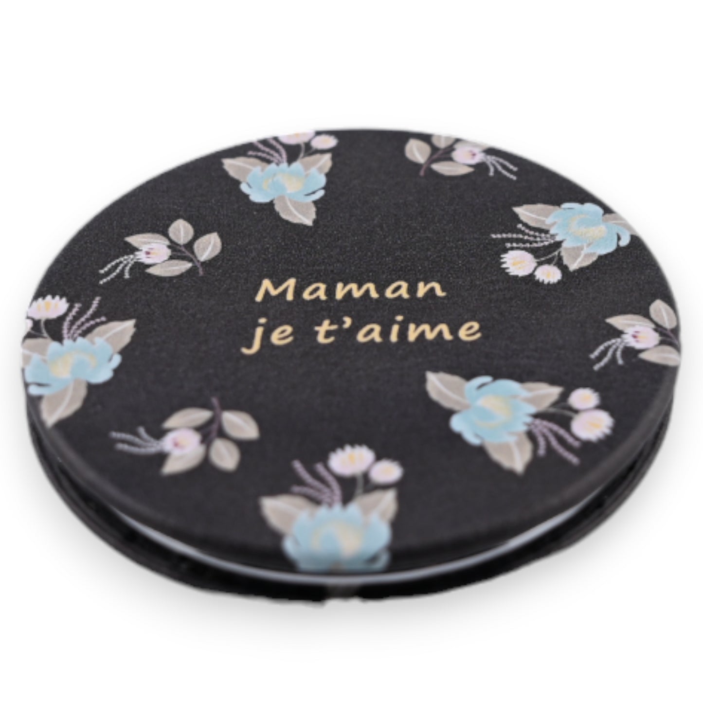 Miroir de poche noir "Maman je T'aime"