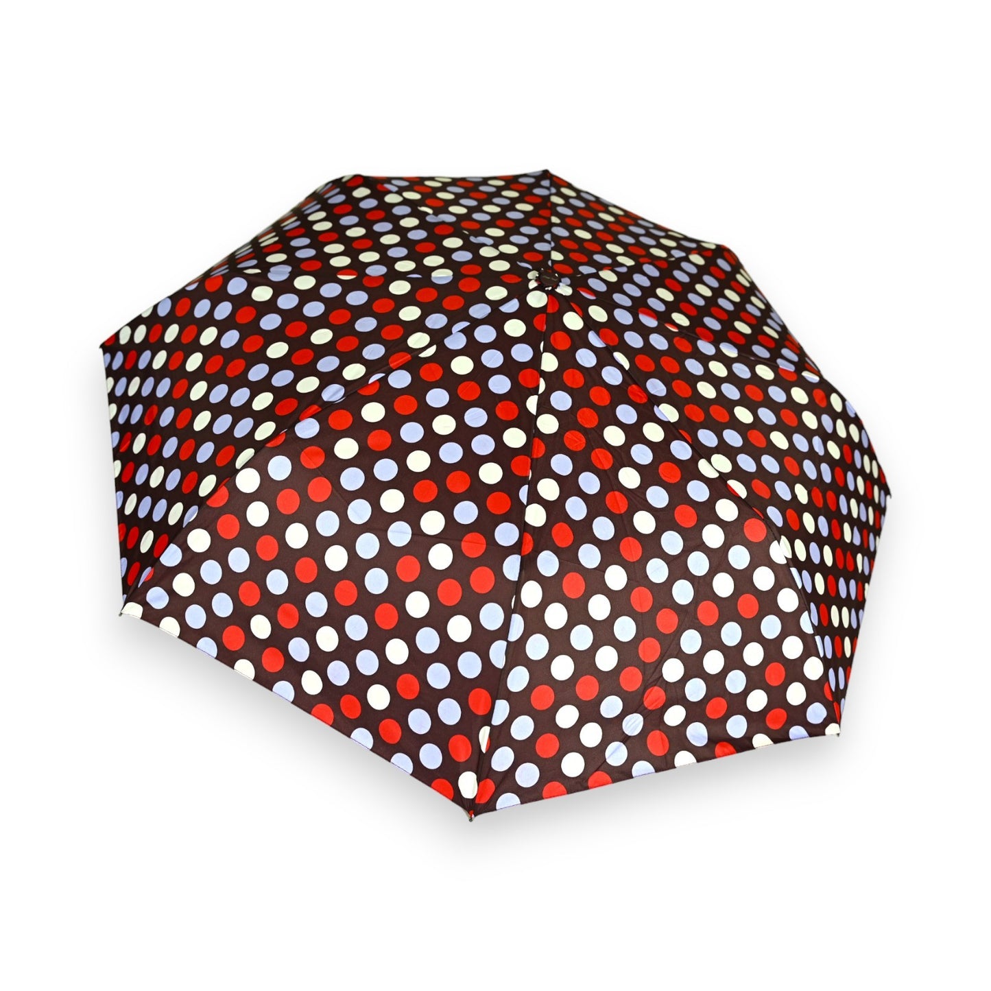 Parapluie pliant semi automatique pois rouge et parme