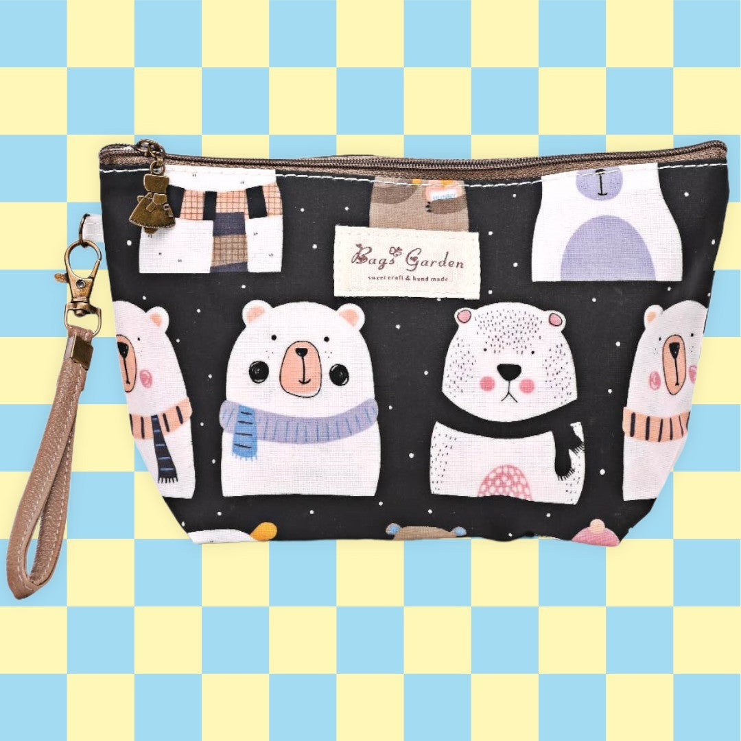 Pochette trousse maquillage ours noir