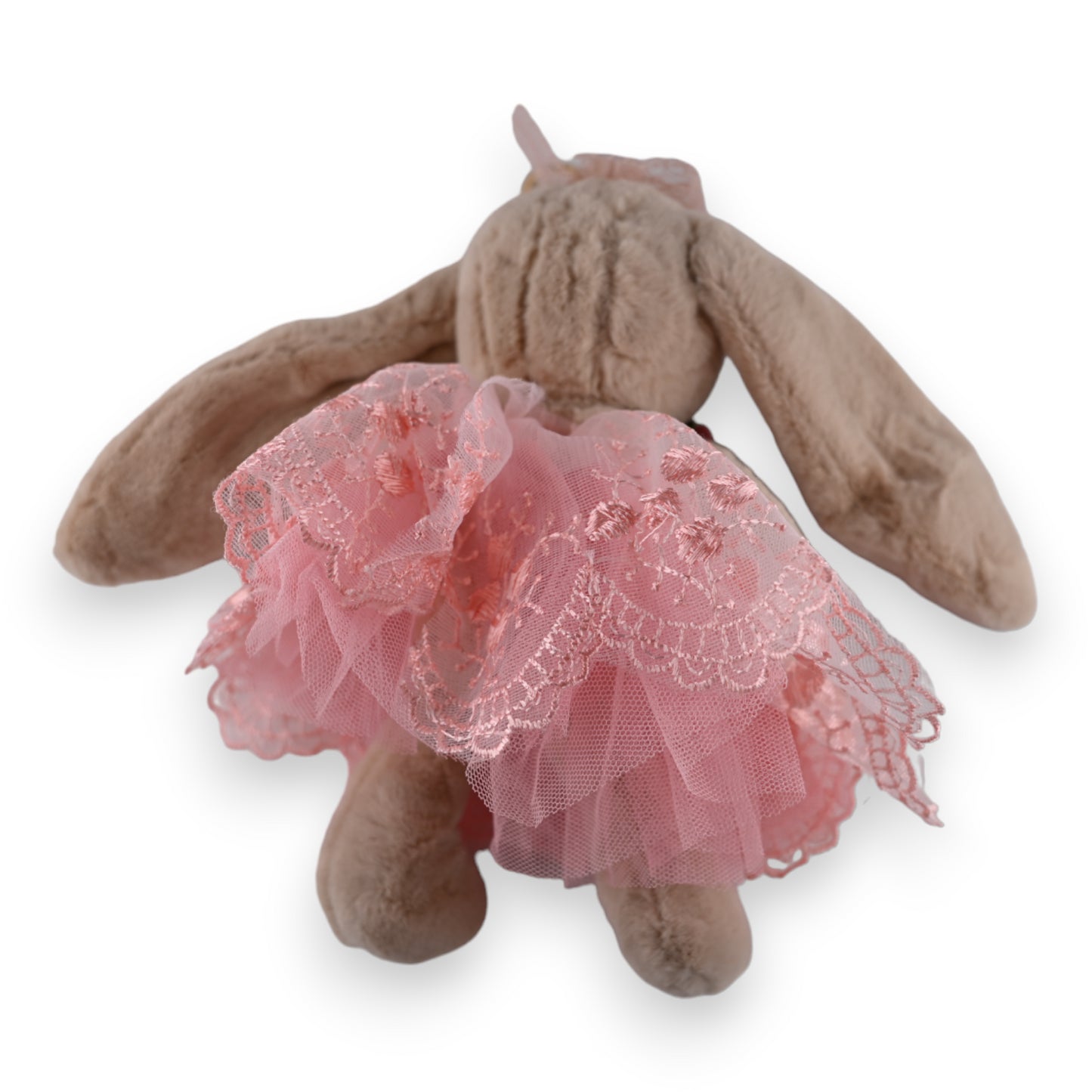 Porte clés lapin shabby taupe et rose